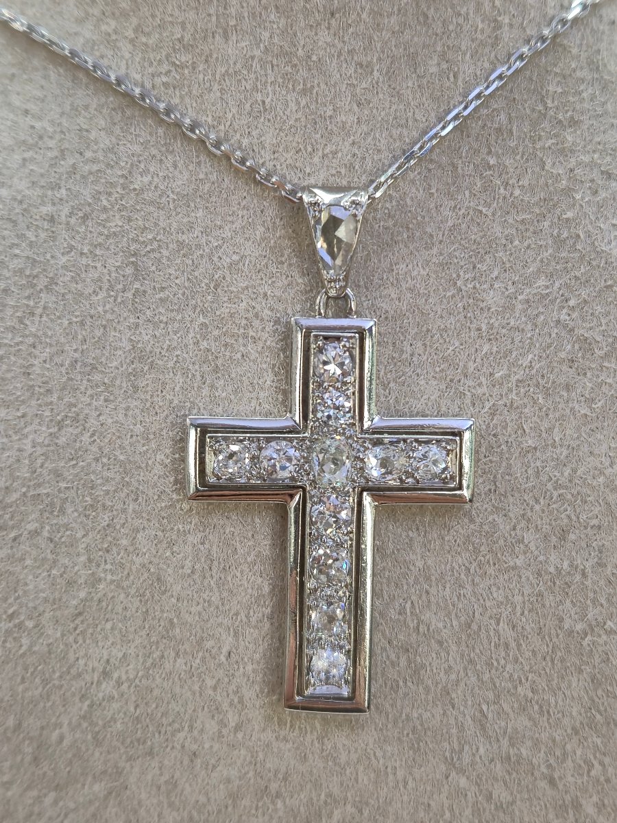 Art Deco Diamond Cross Pendant-photo-2