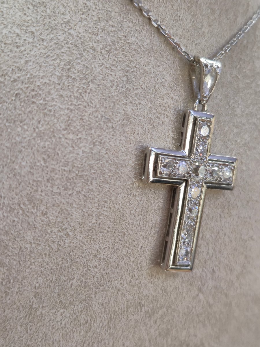 Art Deco Diamond Cross Pendant-photo-3