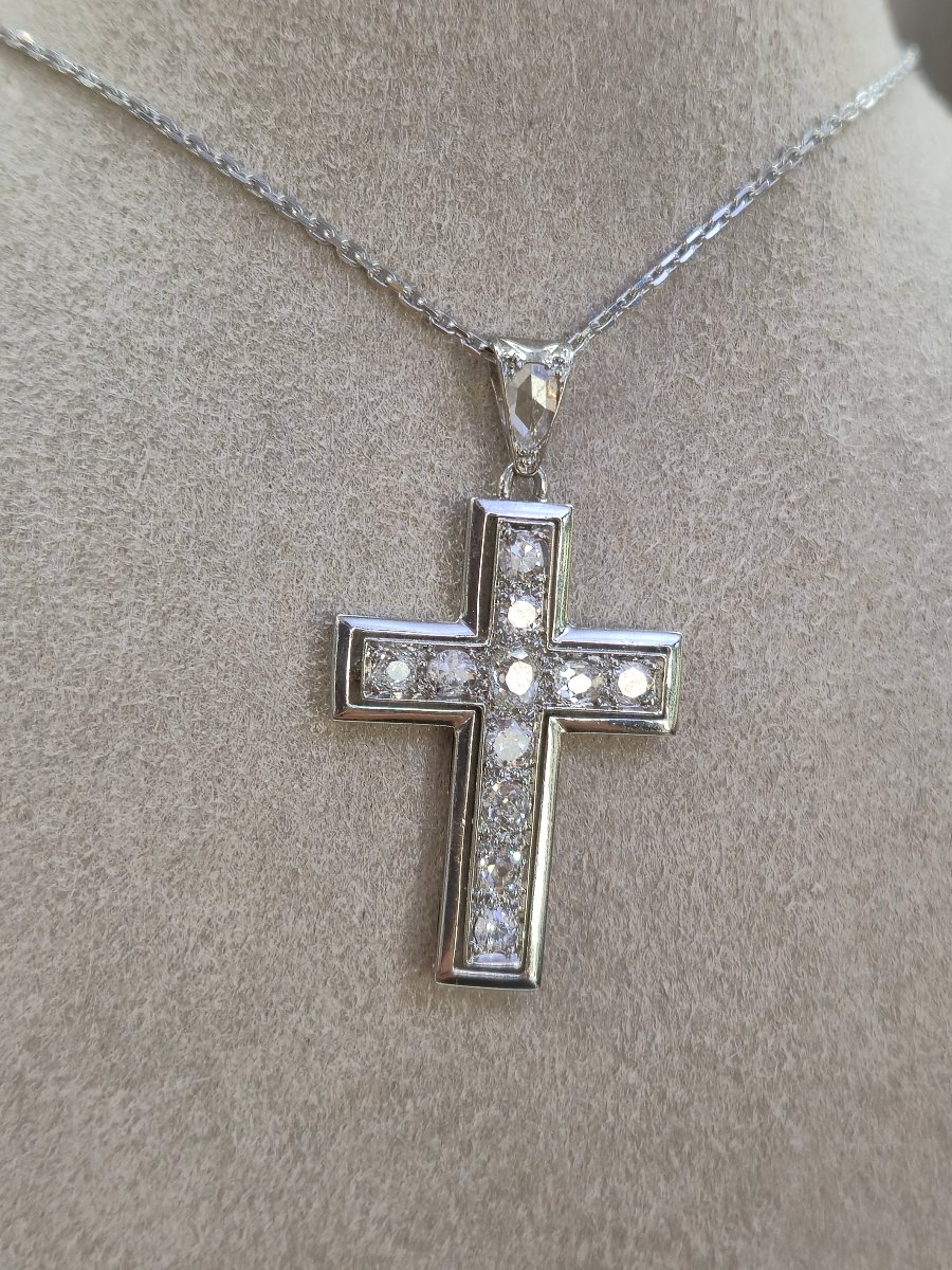 Art Deco Diamond Cross Pendant-photo-4