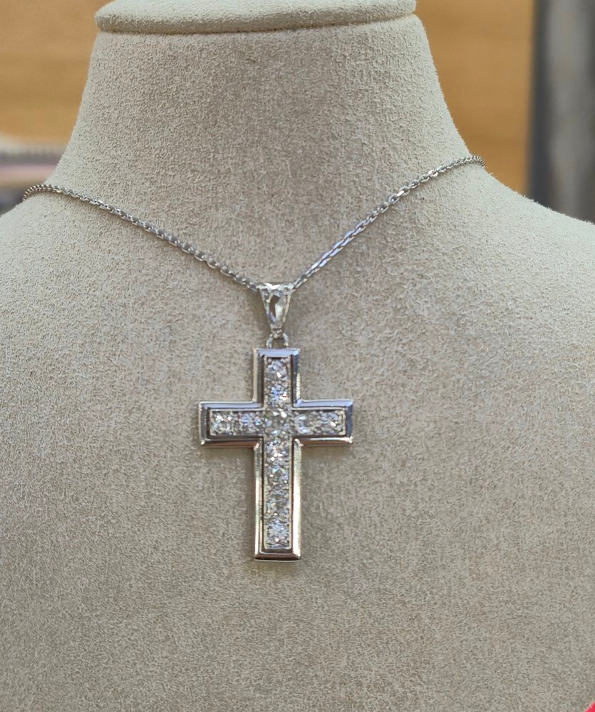 Art Deco Diamond Cross Pendant