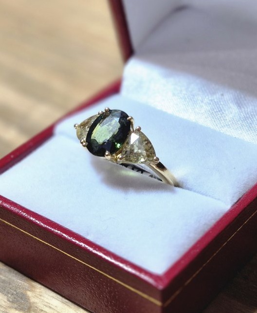Bague saphirs verts-photo-2
