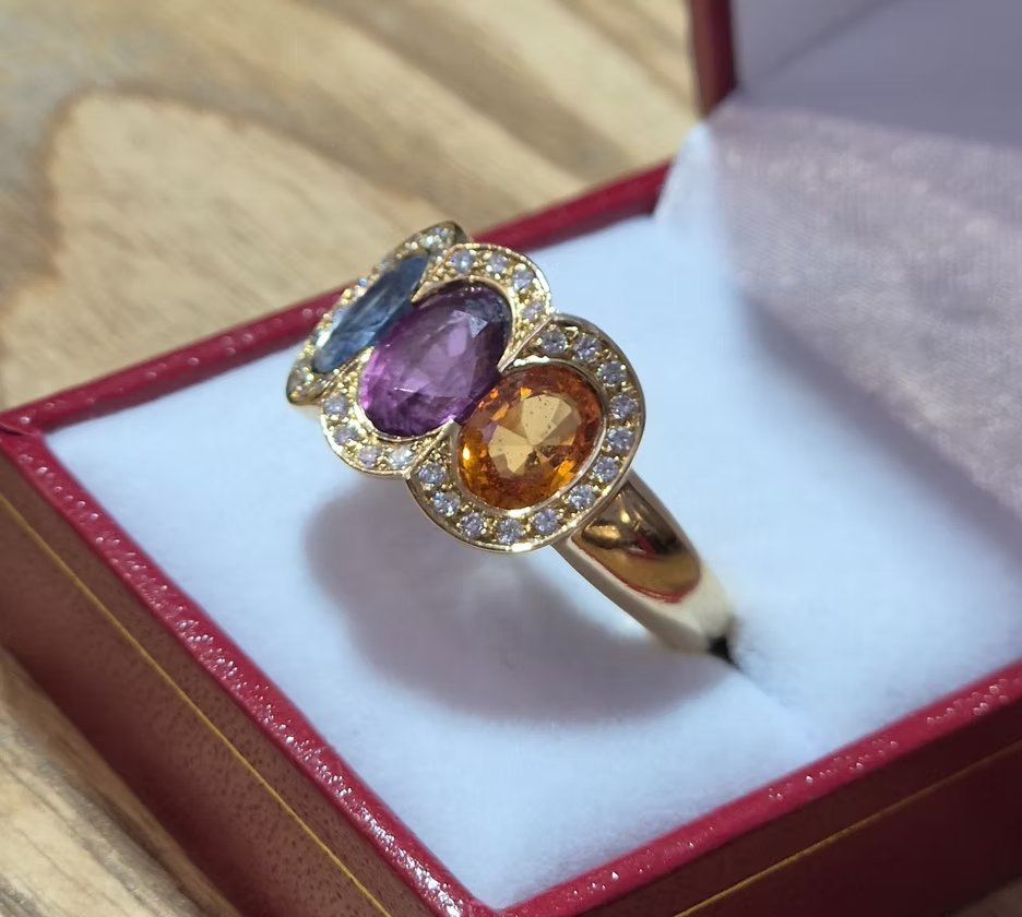 Bague trois saphirs-photo-2