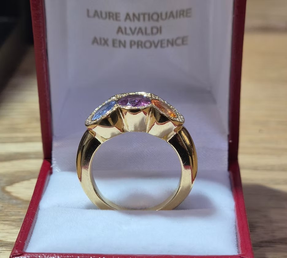 Bague trois saphirs-photo-4