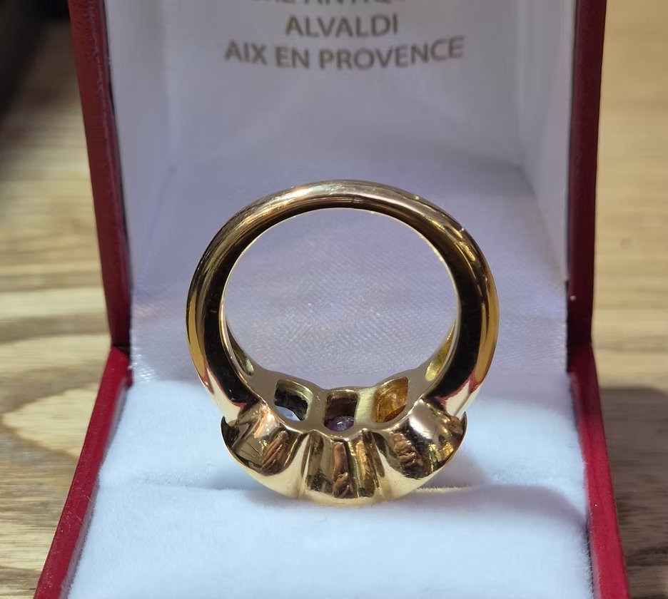 Bague trois saphirs-photo-4
