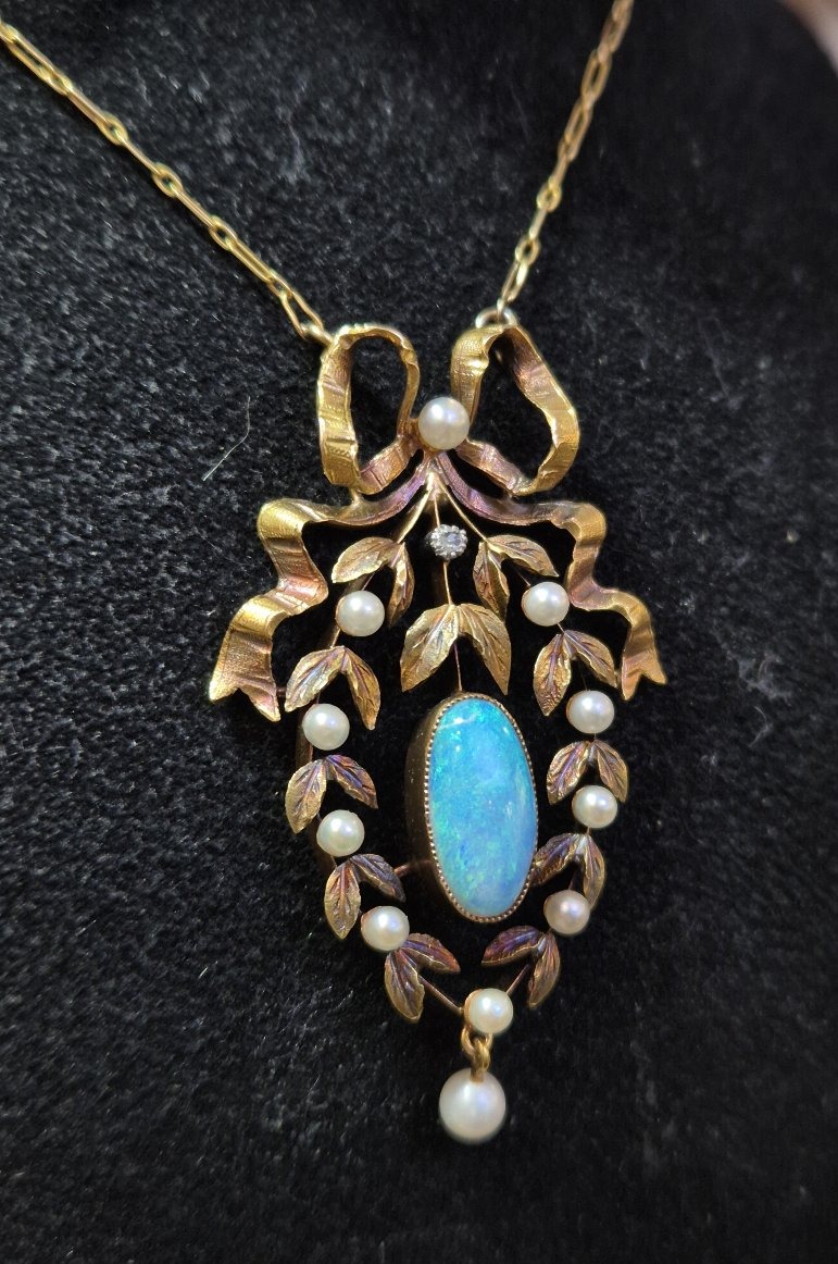 Opal And Fine Pearl Pendant -photo-2