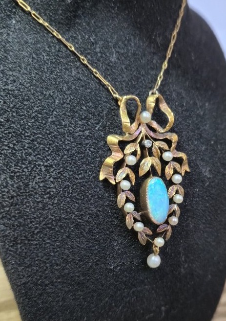 Opal And Fine Pearl Pendant -photo-4