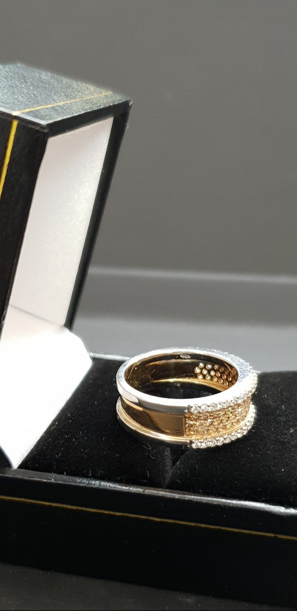Two-tone 750 Gold Ring, Set With 1.10 Carats With Diamonds.-photo-2