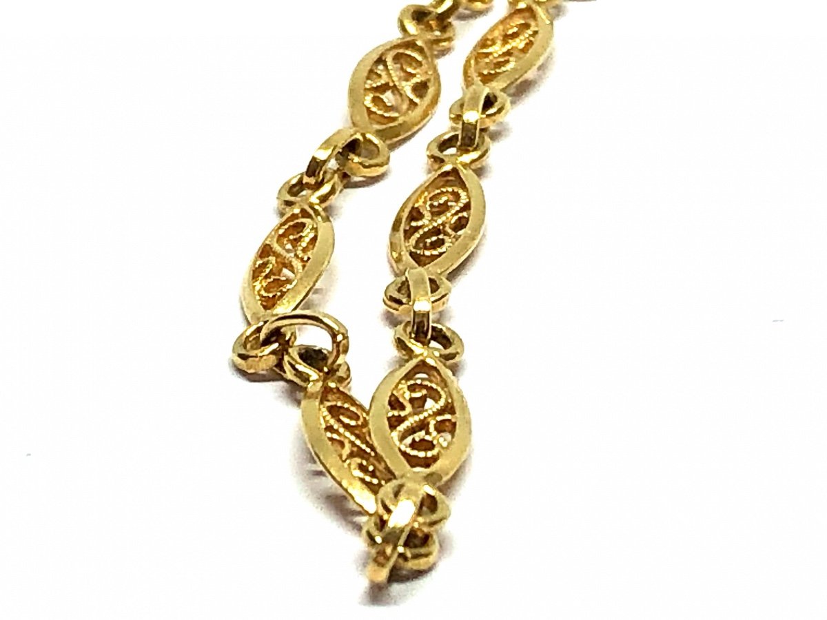 Long Necklace In 750 Yellow Gold, In Filigree Mesh-photo-2