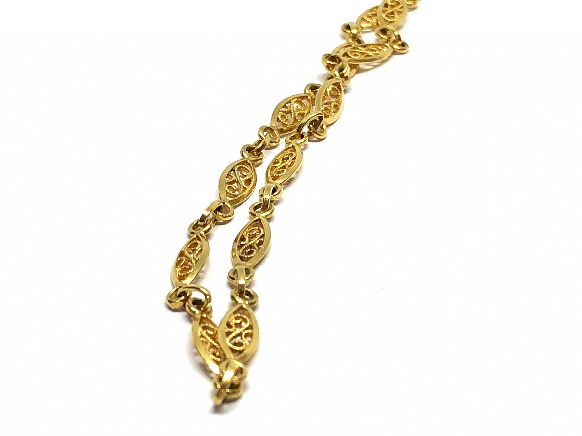 Long Necklace In 750 Yellow Gold, In Filigree Mesh-photo-3