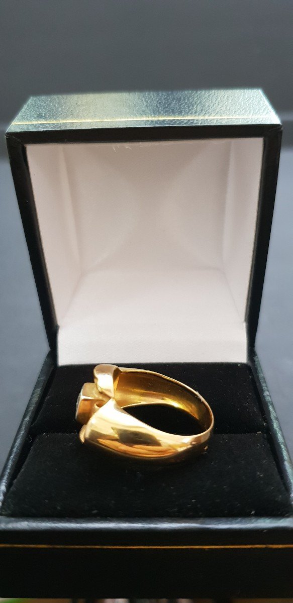 Bague Tank Or Jaune 750 Millième Sertie d'Un Diamant De 0,10 Carat-photo-4