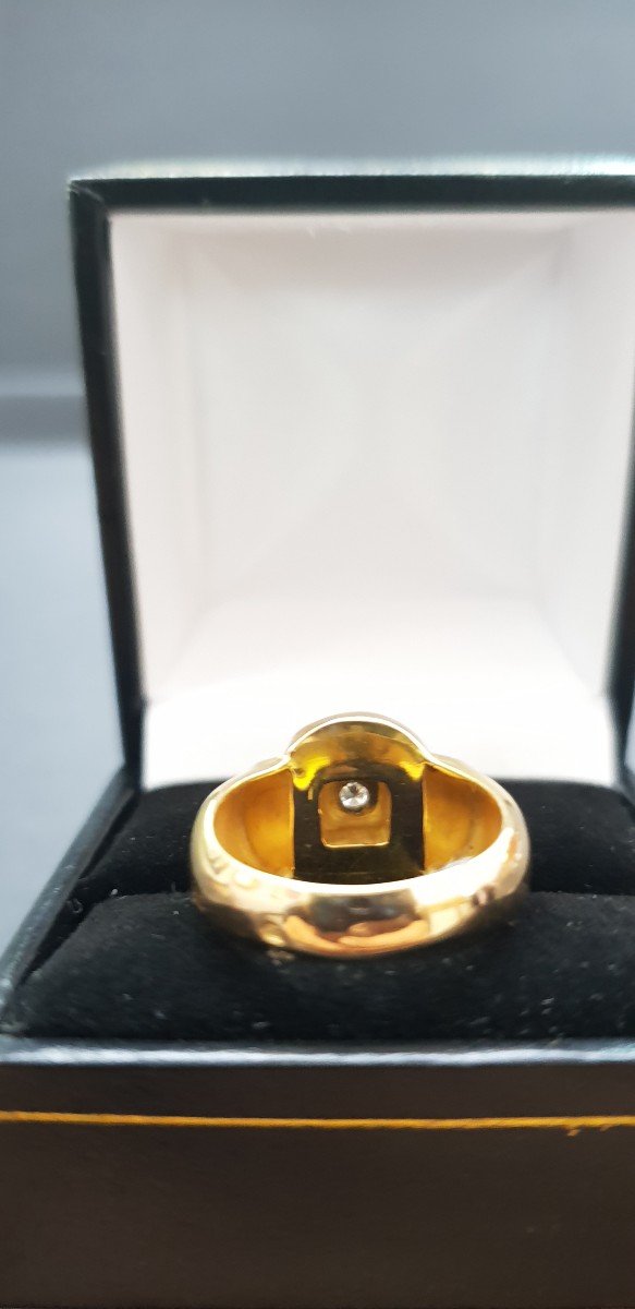 Bague Tank Or Jaune 750 Millième Sertie d'Un Diamant De 0,10 Carat-photo-1