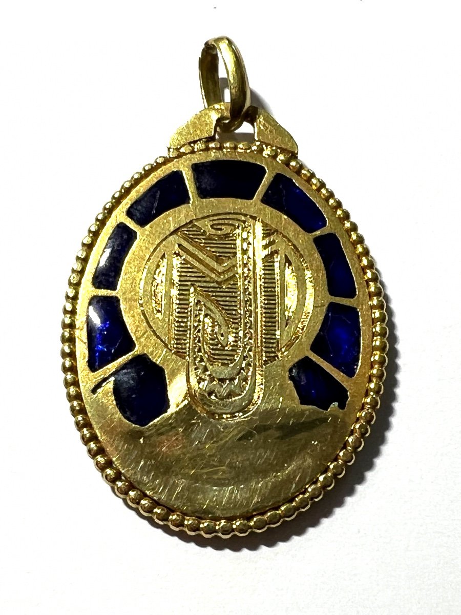 Médaille Vierge Sur Un Décor Floral En Or Jaune 750 Millièmes (18k)art Nouveau -photo-3