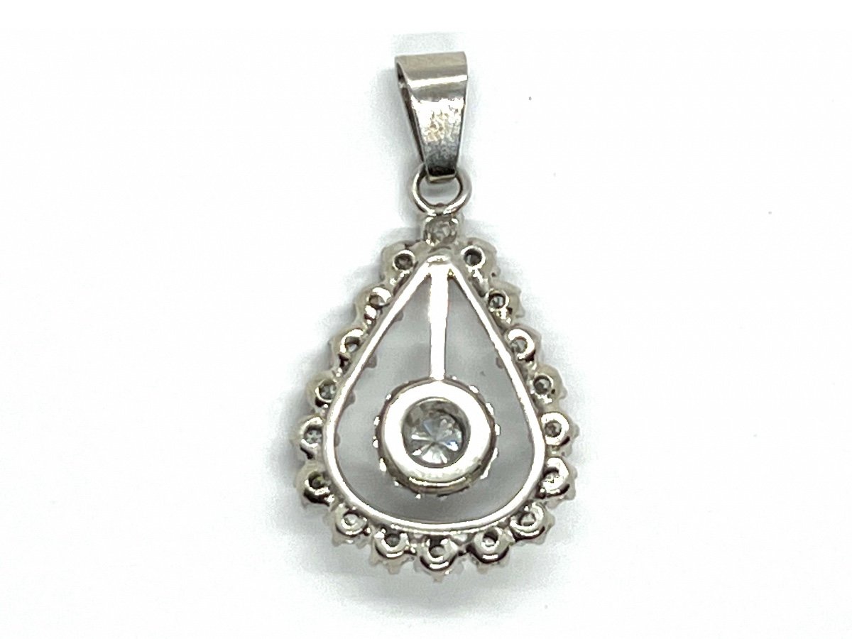 Pendant In 750 Thousandths (18k) White Gold And Diamonds, 1950s Period.-photo-1