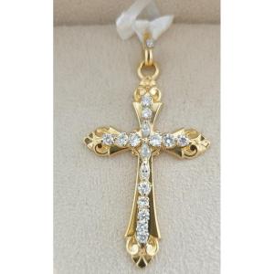 1950s Cross Yellow Gold Diamonds