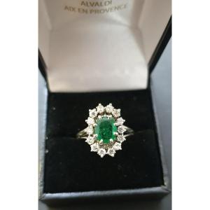 60s Entourage Ring Emerald Diamonds