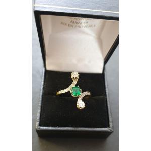 1920 Emerald Diamond Ring