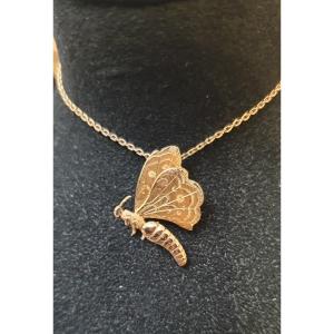 Rose Gold Butterfly Motif Pendant Early 20th Century