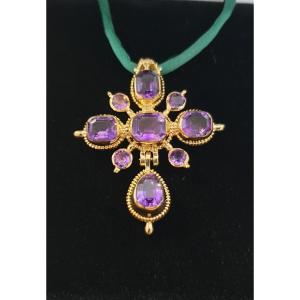 Provençal Cross Yellow Gold And Amethysts