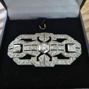 Broche art déco platine, or et diamants