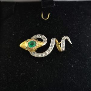 Pendentif début 20ème s  motif serpent émeraude