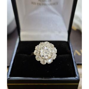 Antique-cut Diamond Daisy Ring
