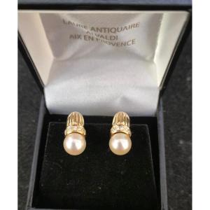 Vintage Yellow Gold And Pearl Earrings