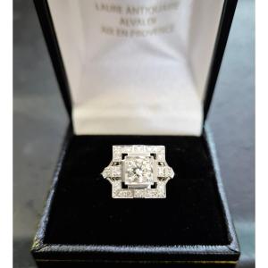 Bague style art déco diamants
