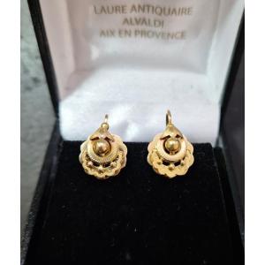 Paire de boucles d'oreilles or rose Napoléon III