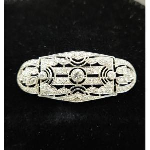 Broche art déco or et platine diamants