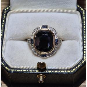 Bague art déco saphirs diamants