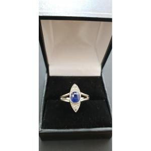 1940s White Gold Ring, Set With A Ceylon Sapphire