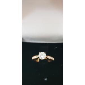 Ring In 750 Thousandths Rose Gold, Set With A Certified 0.45 Ct Diamond, Color G Si1
