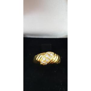 759 Thousandths (18k) Yellow Gold Ring, Set With Diamonds, 80s