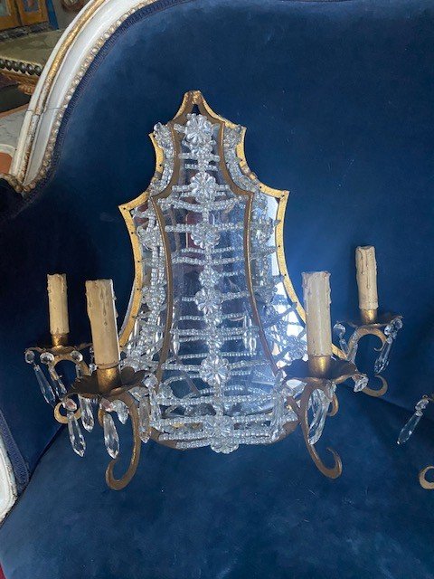 paire d appliques miroir et perles 1940