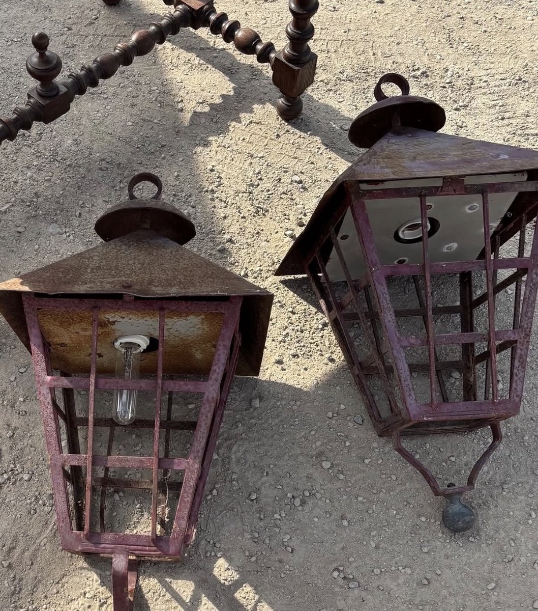 Pair Of Wrought-iron Lanterns