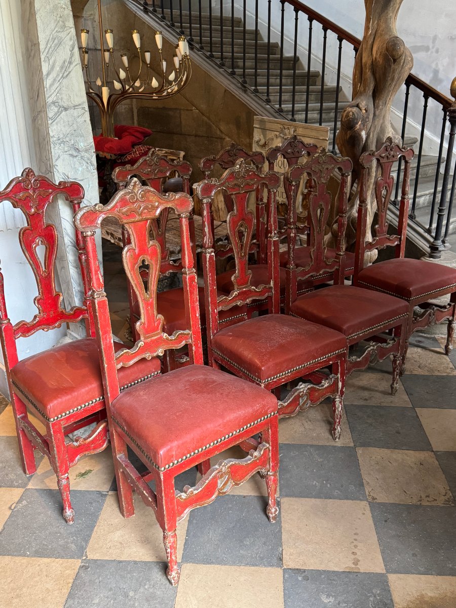 Set Of 8 Painted Chairs