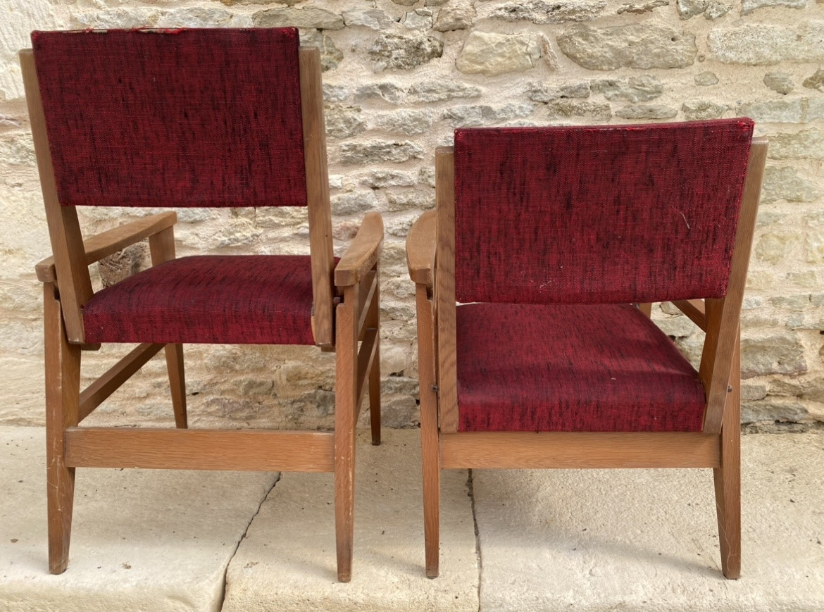 Paire de fauteuils escamotables de chez David frères.-photo-3