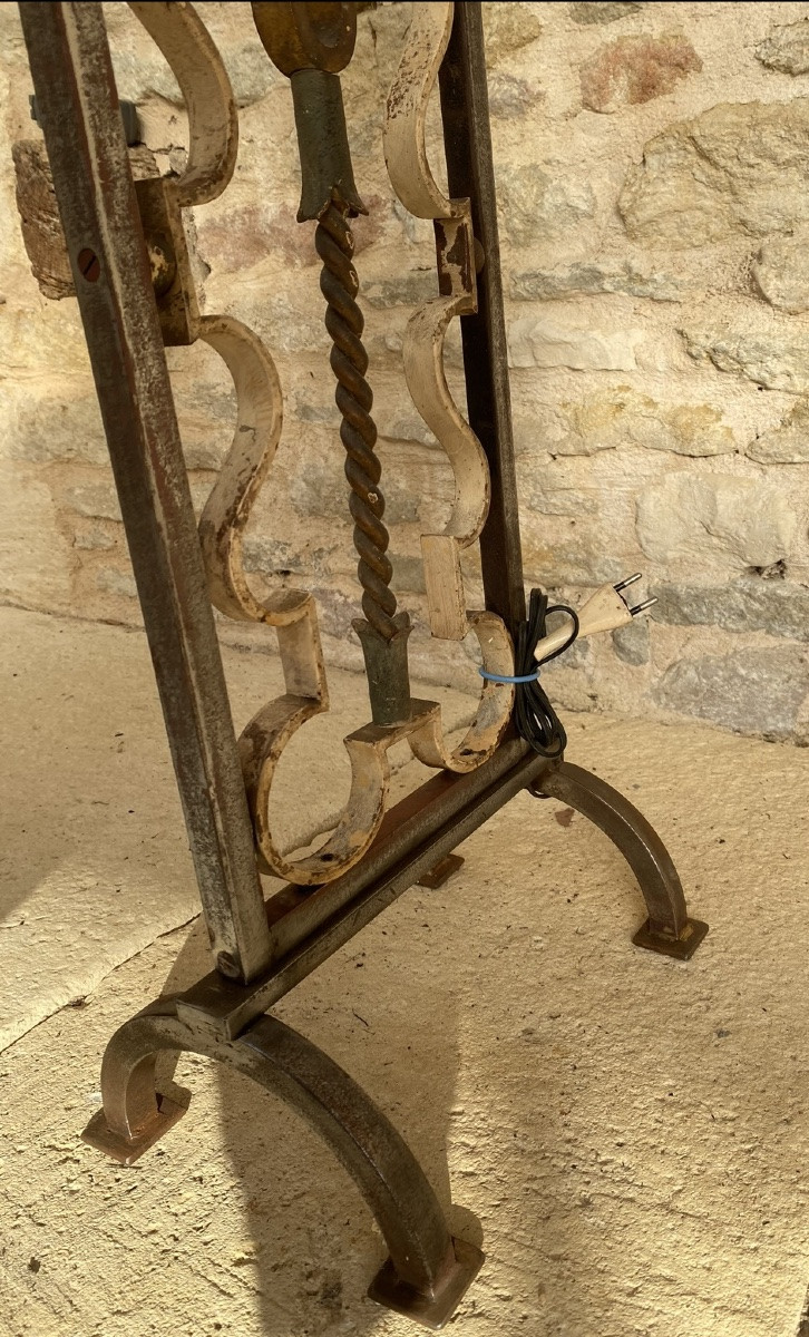 Polychrome Floor Lamp By Gilbert Poillerat (1902 - 1988)-photo-4