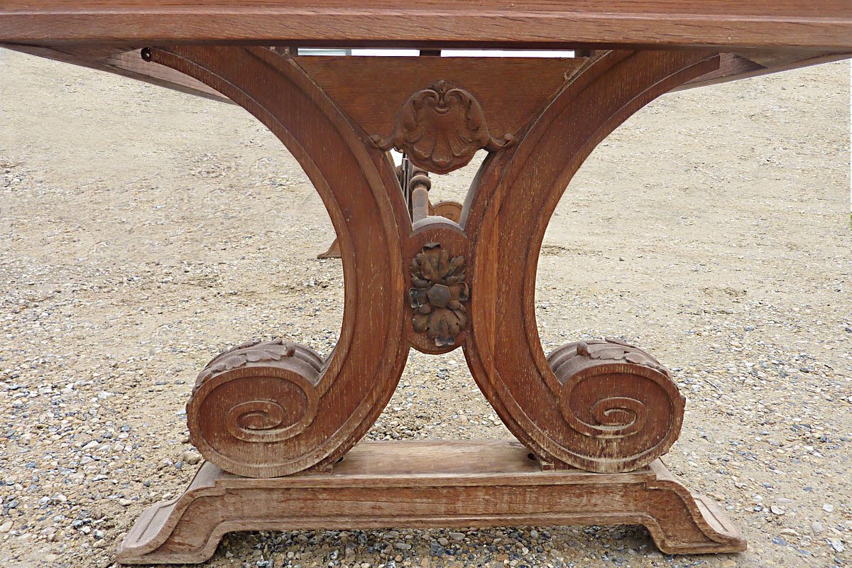 In The Style Of Jean-charles Moreux (1892-1956) - Large Table In Oak, Circa 1940-photo-1