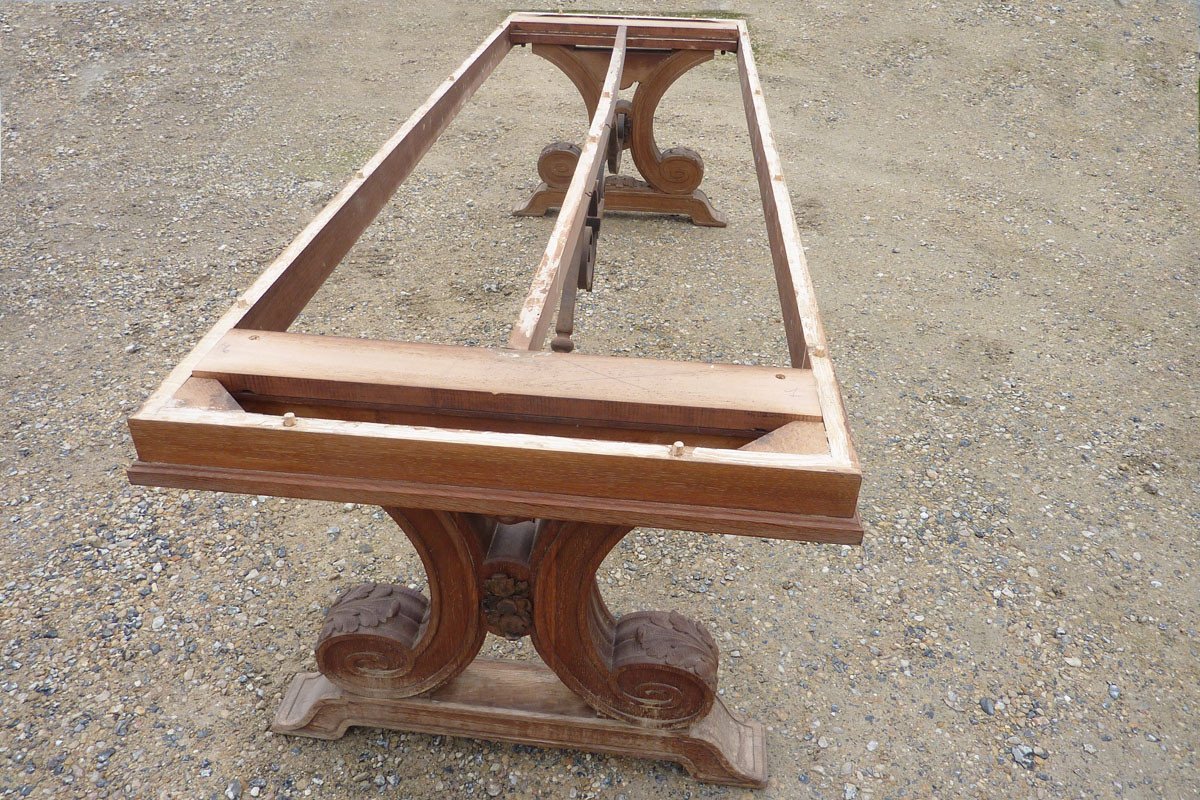 In The Style Of Jean-charles Moreux (1892-1956) - Large Table In Oak, Circa 1940-photo-2