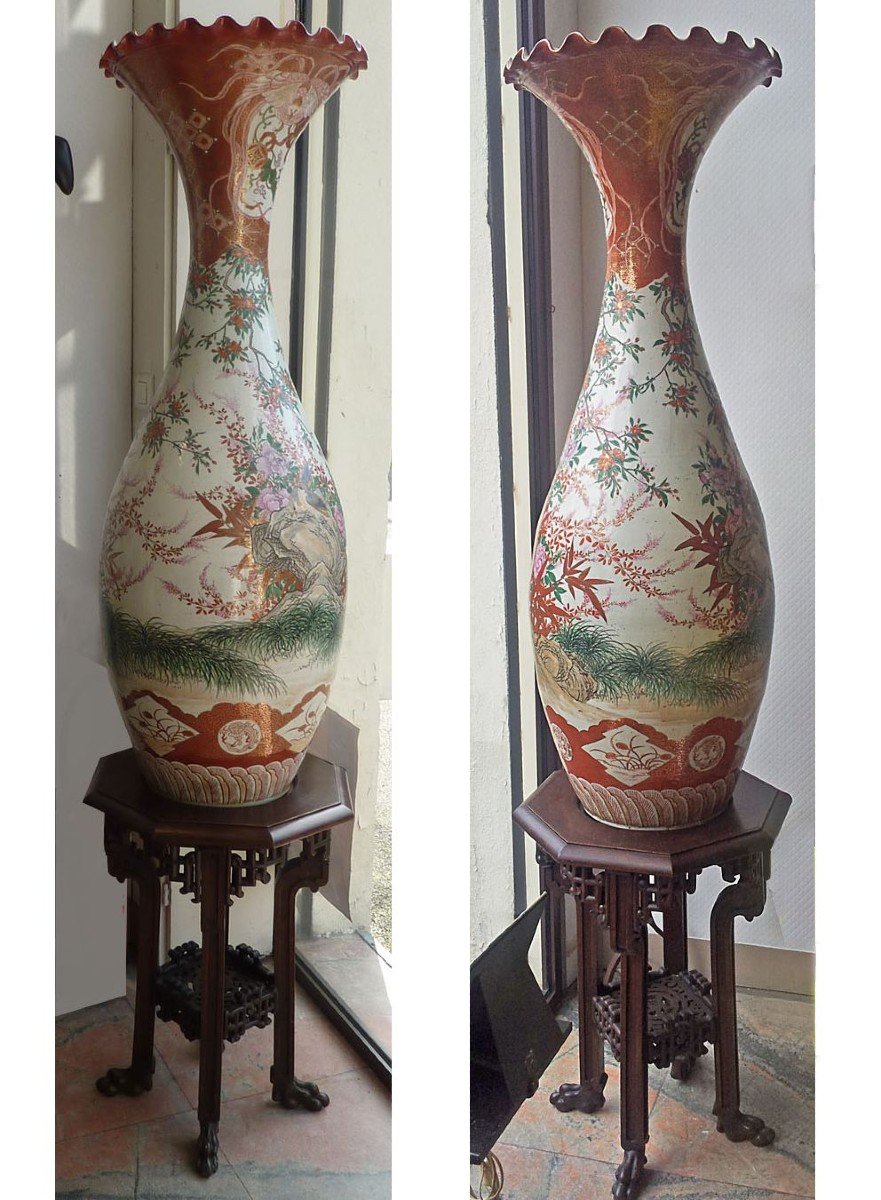Japon (XIXème) - Paire de Grands Vases, vers 1880-photo-3