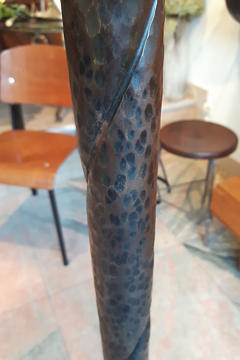 Hammered Metal Floor Lamp, Circa 1940.-photo-2