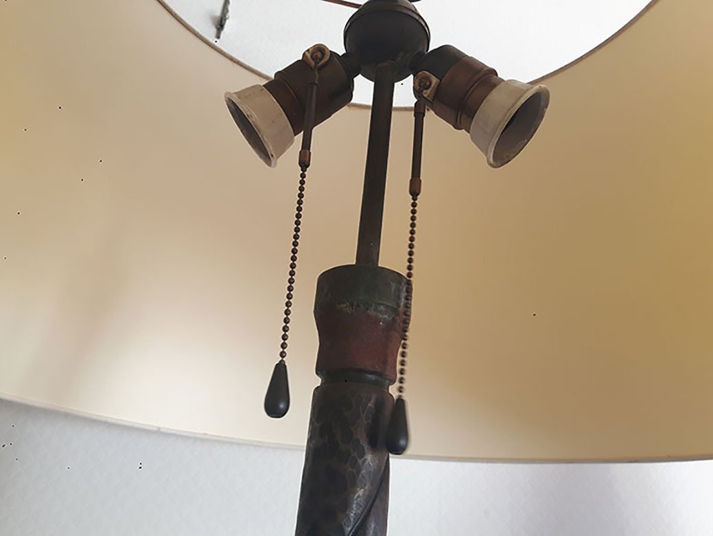 Hammered Metal Floor Lamp, Circa 1940.-photo-1
