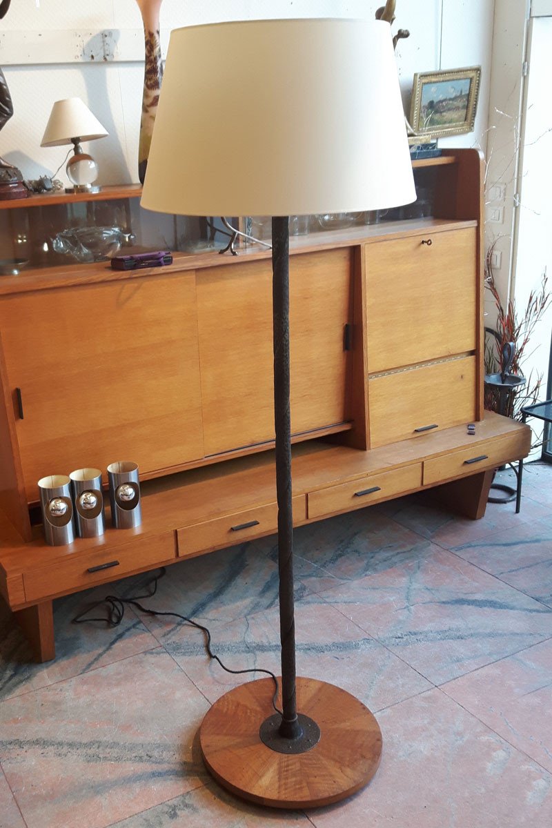 Hammered Metal Floor Lamp, Circa 1940.