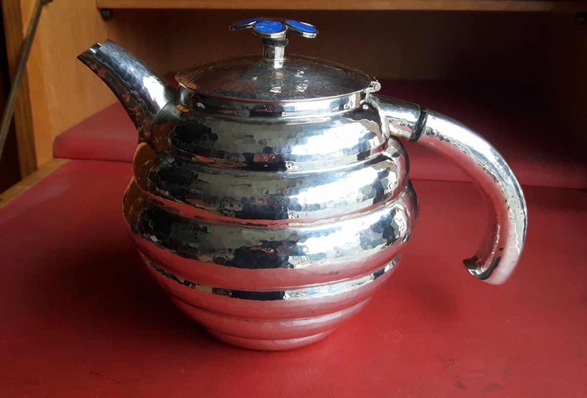 Emilia Castillo - Hammered Sterling Silver Teapot, 1990s-photo-2