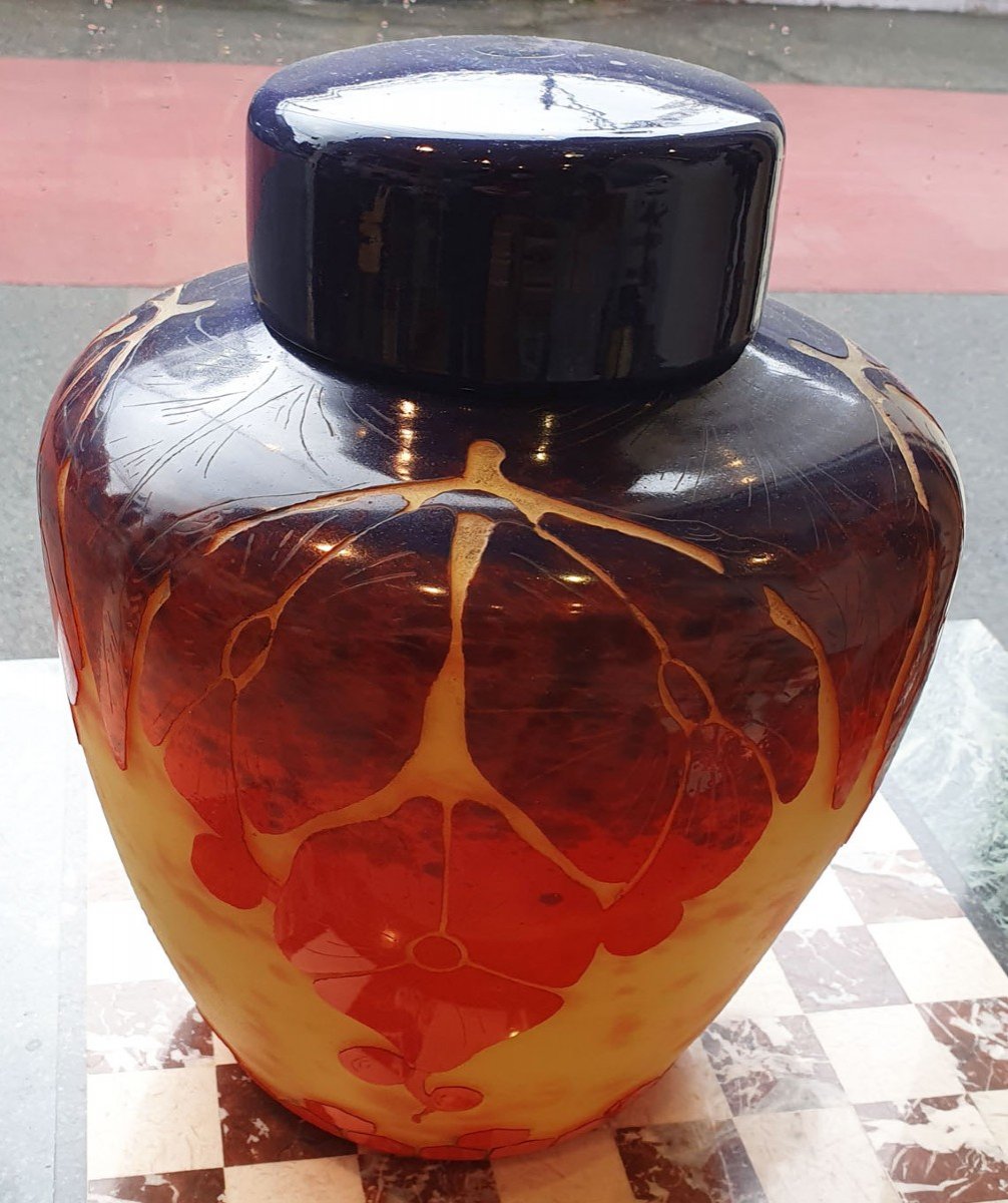 French Glass - Charles Schneider (1881-1953) - Vase, Covered Jar, 1924-1925-photo-1