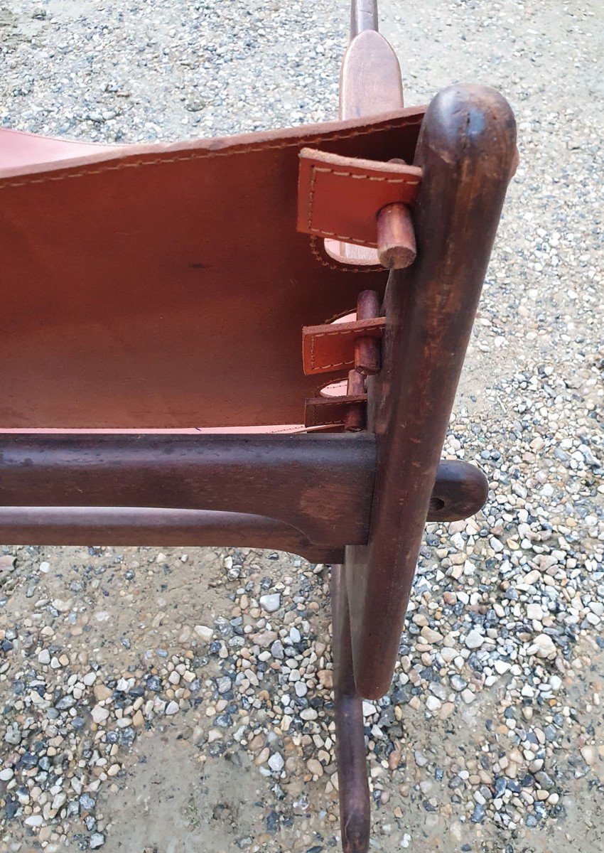 Rocking Chair - Rocking Chair In Mahogany And Leather From 1950-1960-photo-2