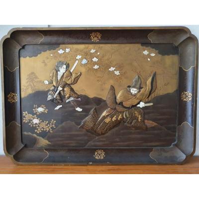 Japan Tray - 19th Lacquer And Mother Of Pearl 