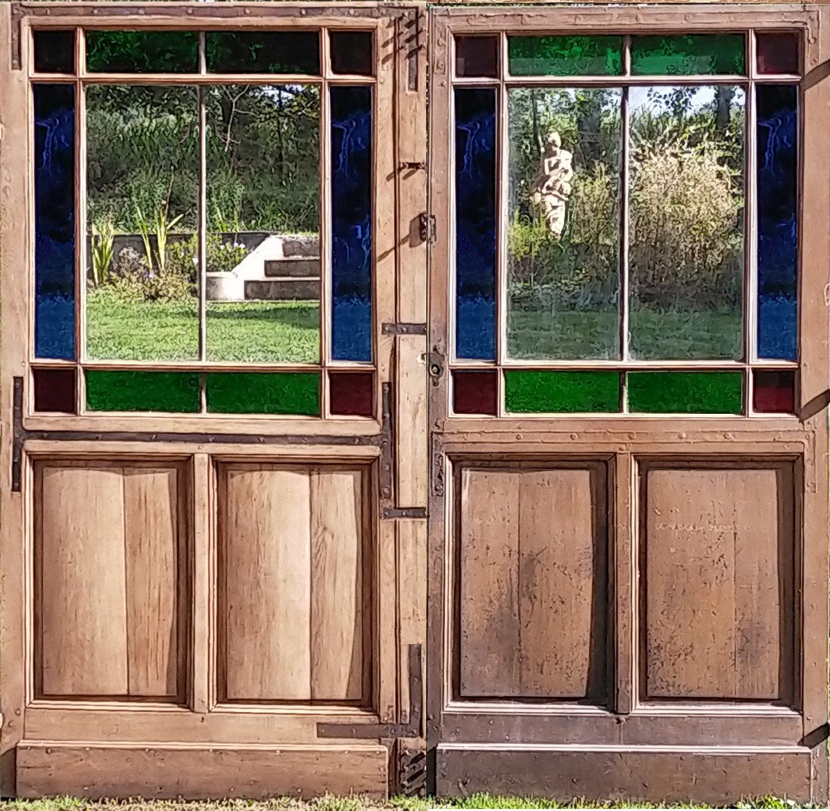 Double Porte Vitrée Ancienne XIXème Pour Atelier Loft Baie Ouverture Pignon Orangerie Portes-photo-2
