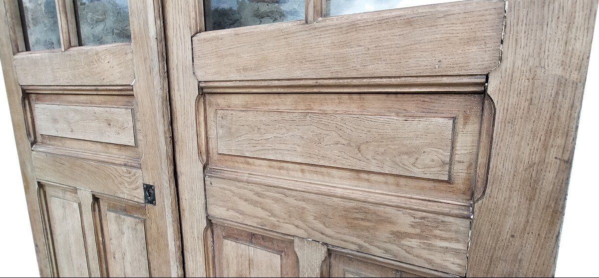 Q̵u̵a̵t̵r̵e̵ Une Double Porte Ancienne Vitrée Chêne époque XIXème Vitrée Atelier Orangerie Porte-photo-4